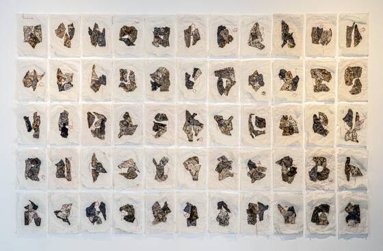 Danielle Orsinger: Heimwehen (excerpt), 2024, 55 parts, Mixed Media